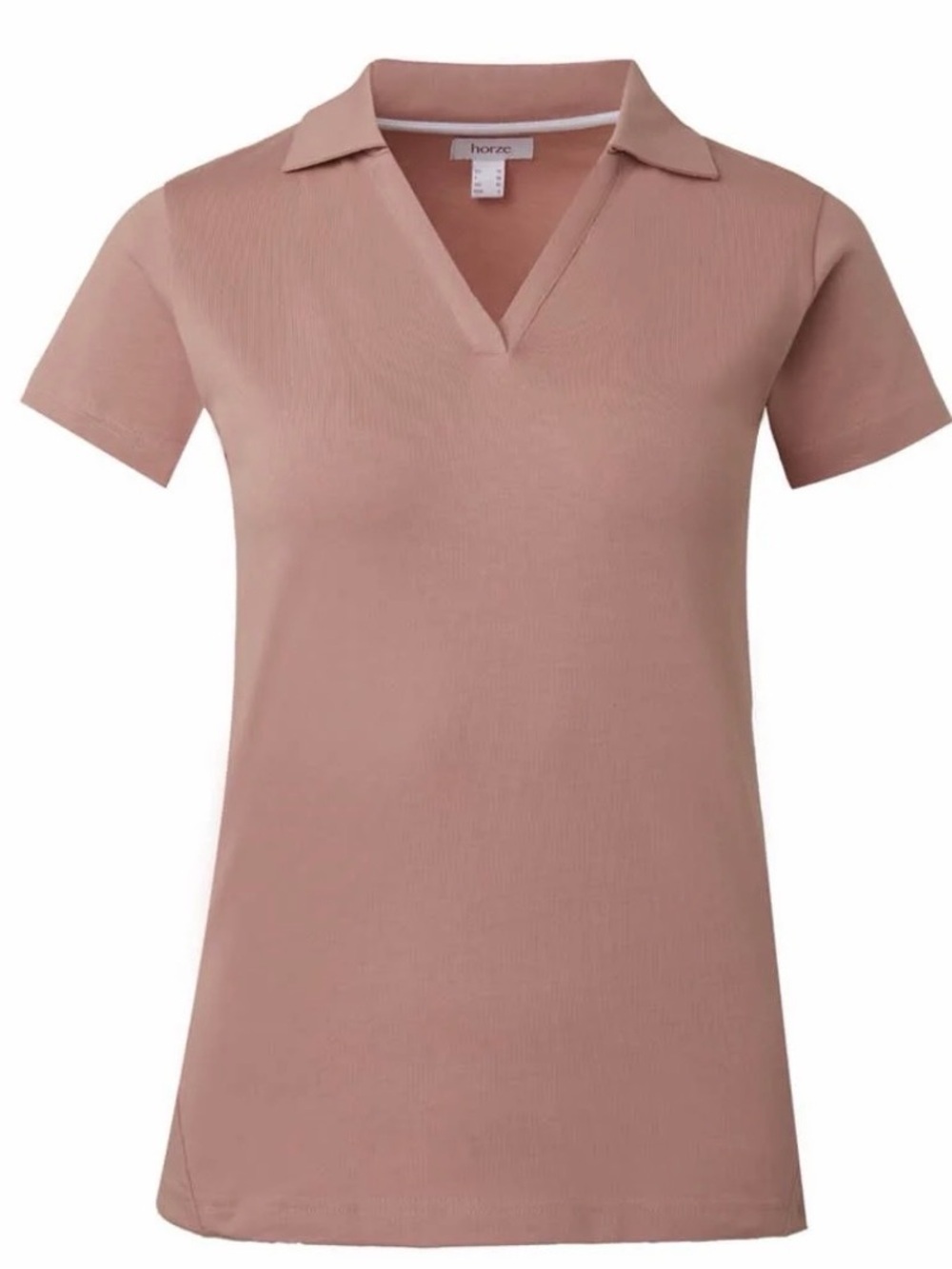 Horze Rose Tan Kia V Neck Polo Shirt.  Sz 12